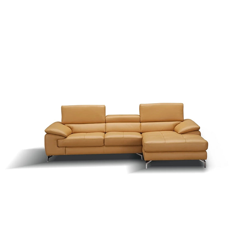 Tufted seating on modern leather sofa – pure leather sofa, design of sofa, tan