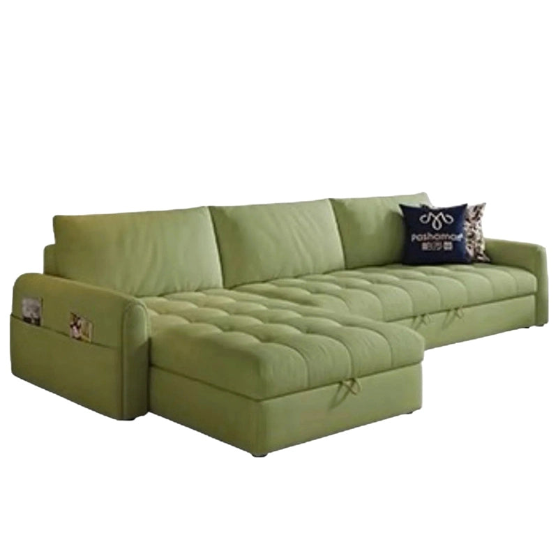 Designed for urban homes and studio living, this sleeper sofa features a smooth pull-out mechanism, breathable tufted fabric, and side pockets for added convenience.