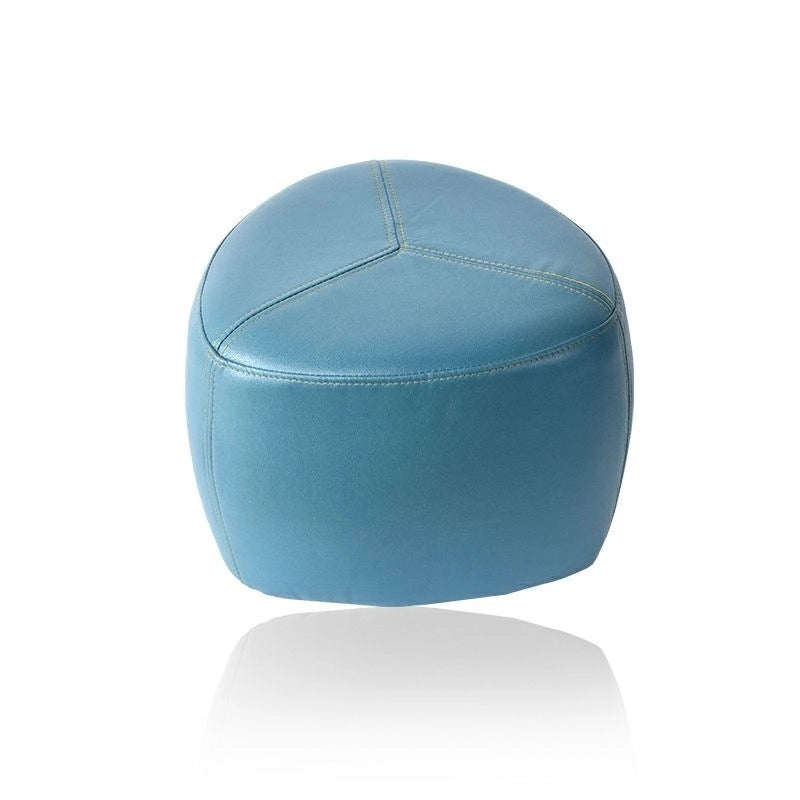 Close-up of stitched panel top – ottoman, living room ottoman – soft blue surface
