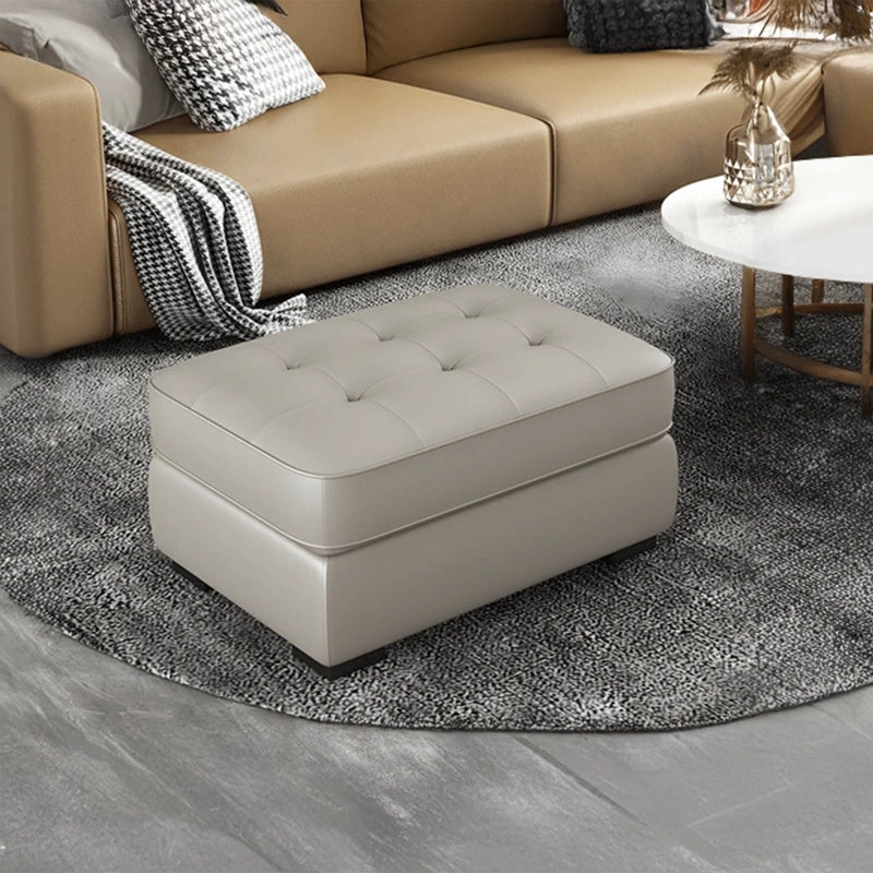 Light beige leather rectangular design storage ottoman living room ottoman