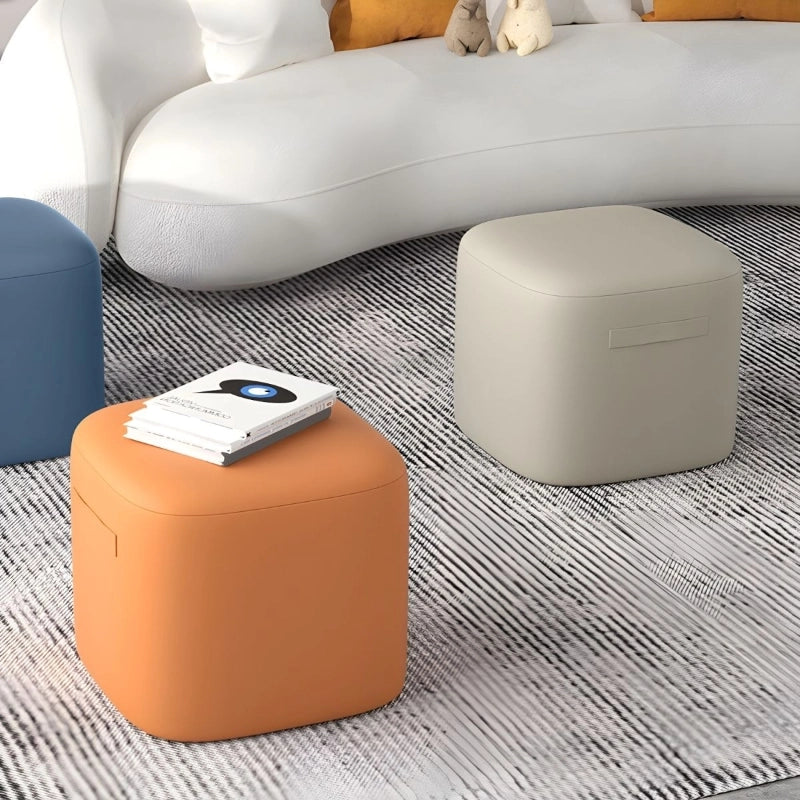 This square pouffe ottoman brings a minimalist charm to modern Indian homes. 