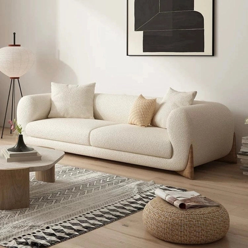 Cocooning neutral fabric finish with design sofa set and settee design – 3 seater, bouclé