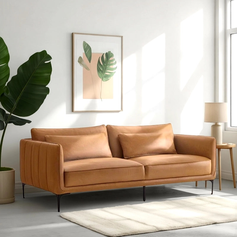 Velvet channel tufted design sofa, modern sofa design, 2 seater sofa, tan colour