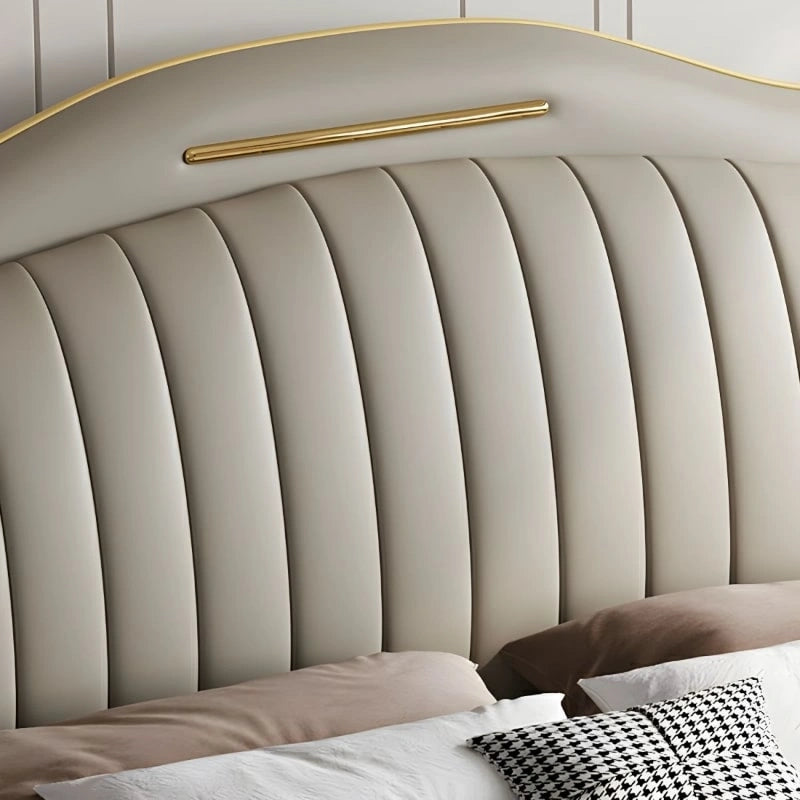 Close-up view of Rafilo upholstered bed showcasing premium wingback headboard, channel tufting and luxury bed cot design details