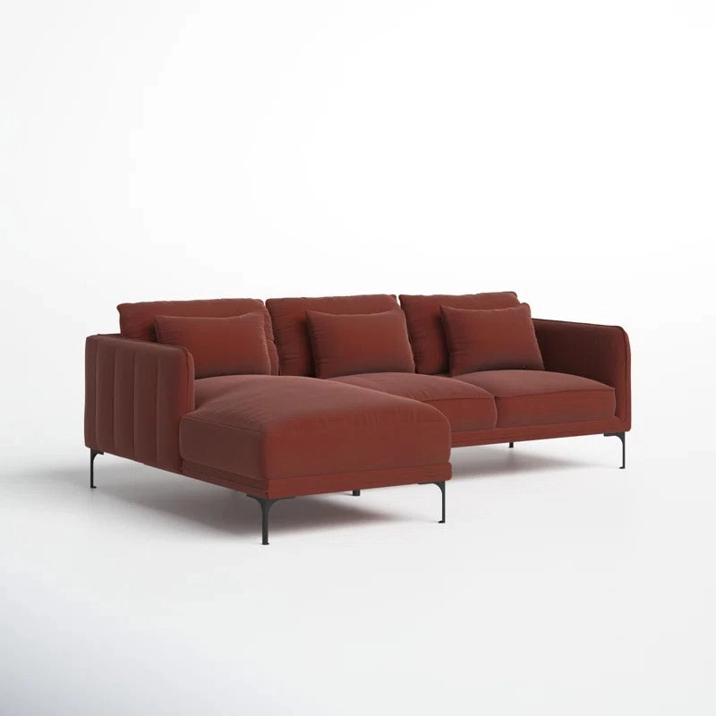 Plush pillow-back lounge sofa, stylish sofa design, 2+Lounger - red