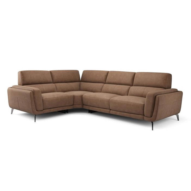 Horizontal tufting brown fabric settee with living room sofa set and stylish sofa design 2+corner+1