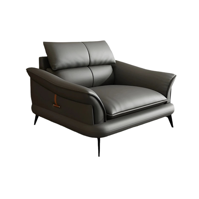 Charcoal grey lounge chair front view + reading armchair + sofa & chair + metal legs
