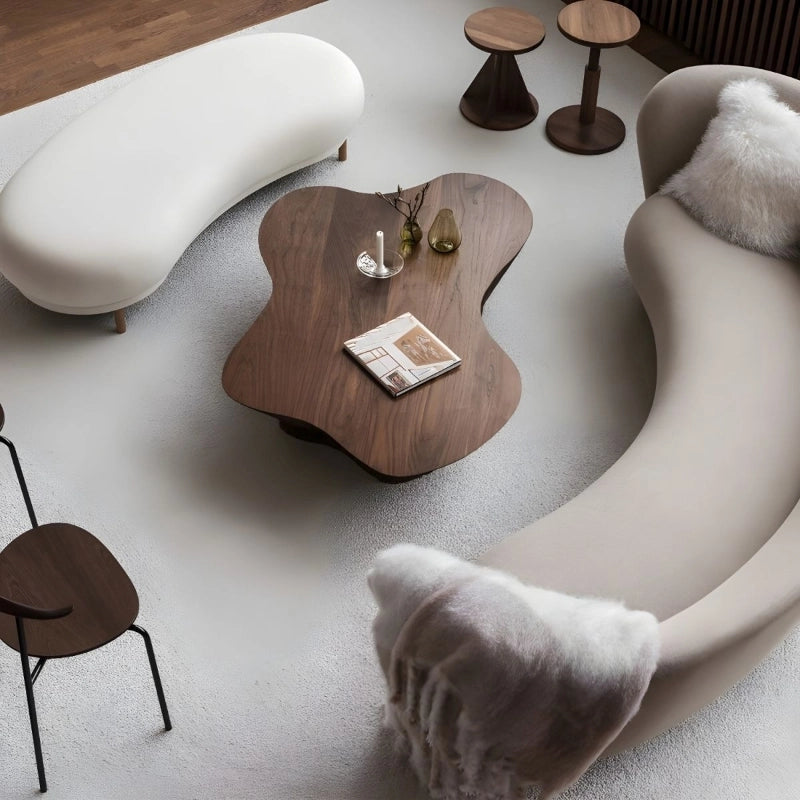 Modern bean bench design ottoman bench with plush cream fabric and black legs