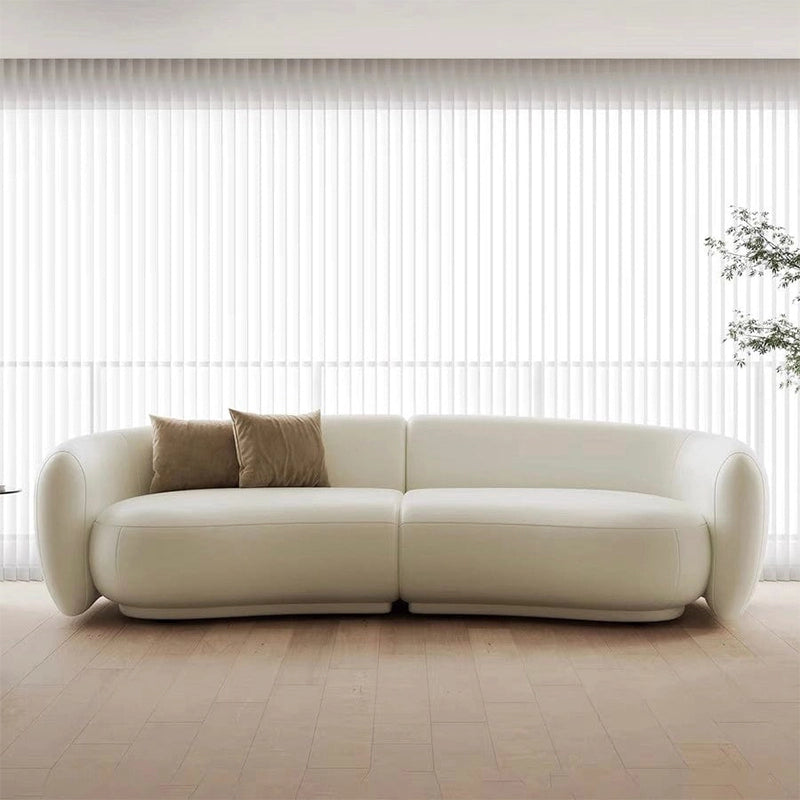 Organic curved couch design with sofa set dizain, leather sofa, ivory finish