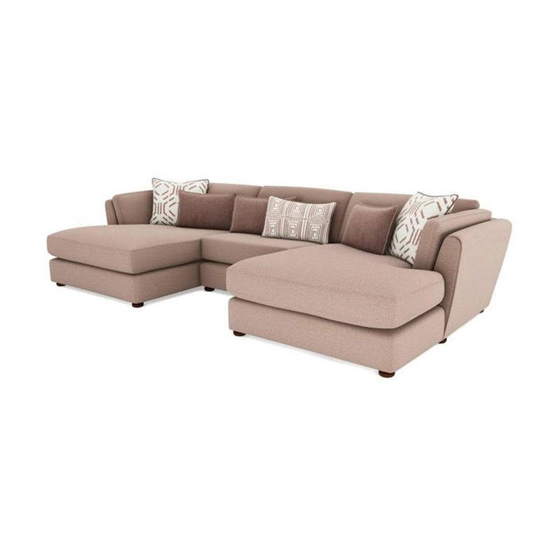 Dusty rose fabric sofa set with soft arm curves – design of sofa set + U Shape couch