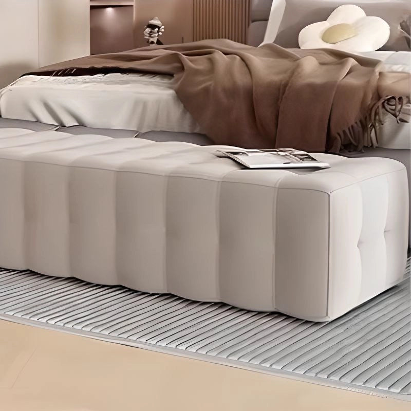 Plush seating surface with quilted texture, suitable for benches and ottomans in bedrooms