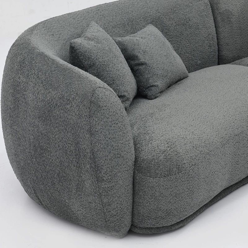 Tactile boucle surface with low base, stylish sofa design, design of sofa