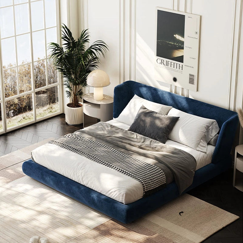 Hidden feet upholstered frame, modern style bed design, master bedroom bed design