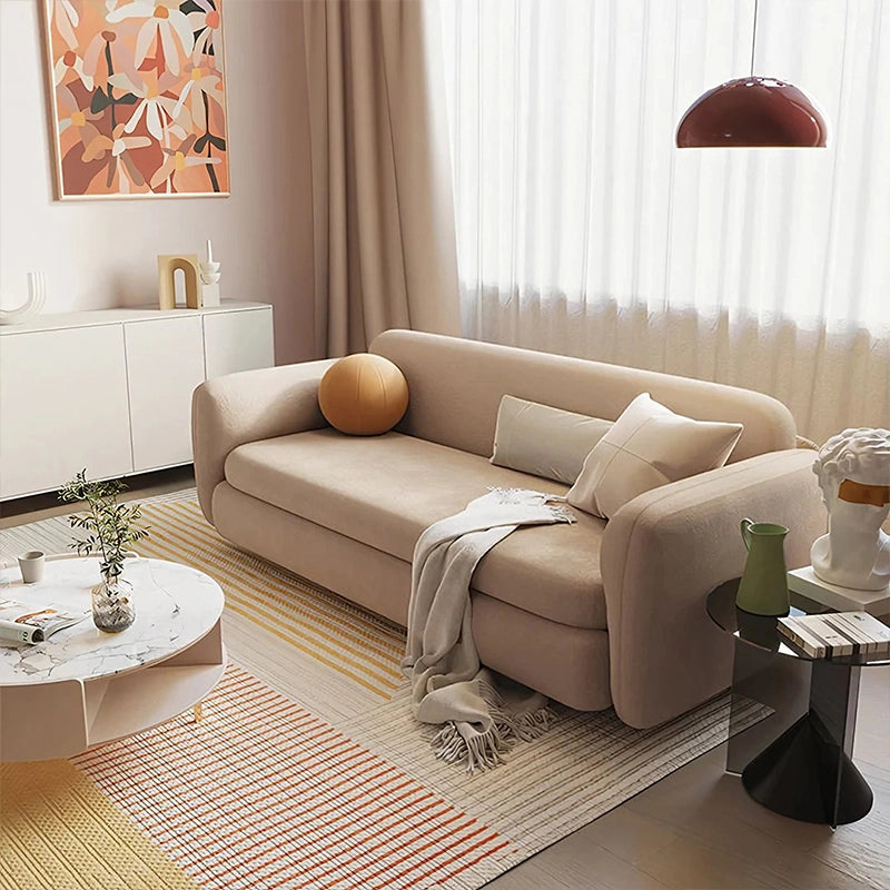 Flat bed profile with cushions — sleeper sofa + convertible couch bed + medium-firm comfort