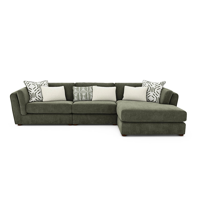 Sage Green fabric sofa set with soft arm curves – design of sofa set + 2+L seater couch