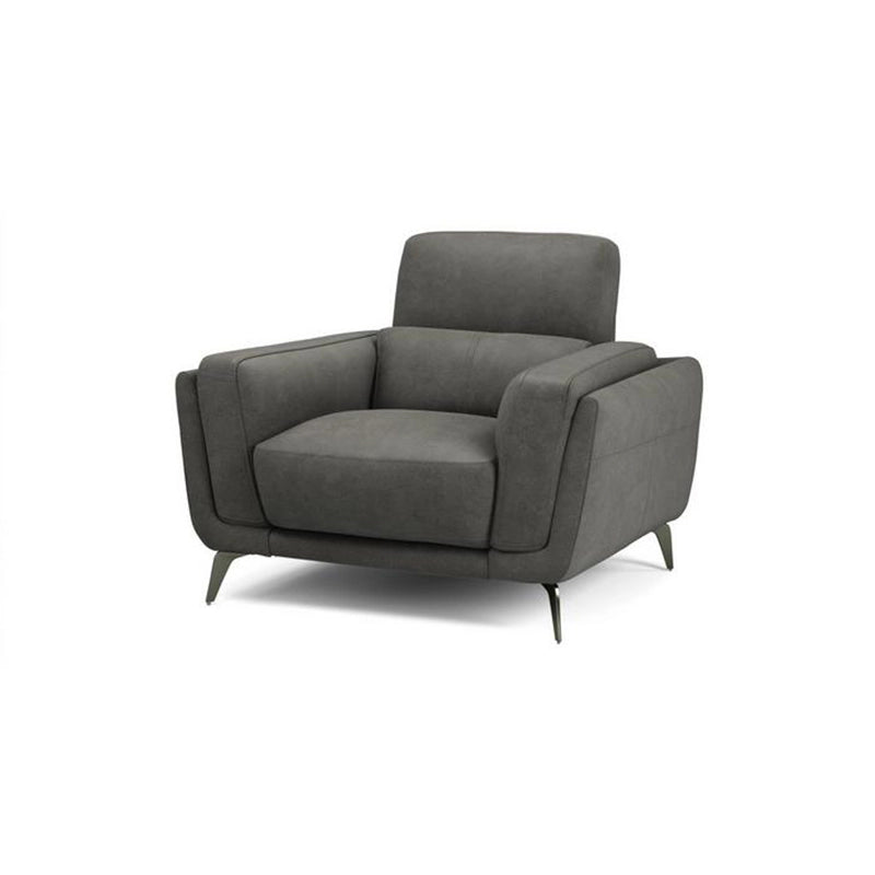 Horizontal tufting grey fabric settee with living room sofa set and stylish sofa design - 1 seater