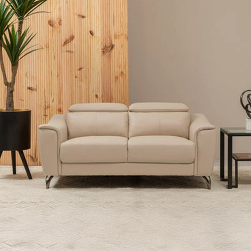 Beige couch pic with dual-back, pure leather couch, living room couch, fixed cushion, modern base