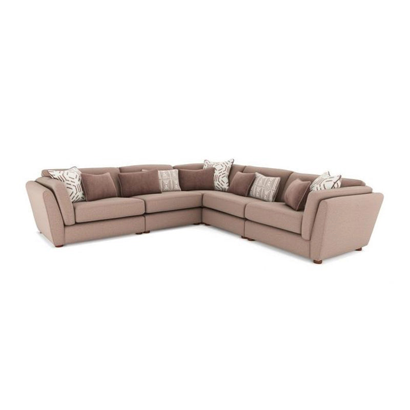 Dusty rose fabric sofa set with soft arm curves – design of sofa set + 2+corner+2 couch