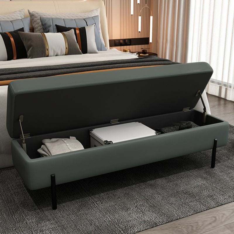 Hidden compartment feature in minimalist bench ottoman and bed bench layout