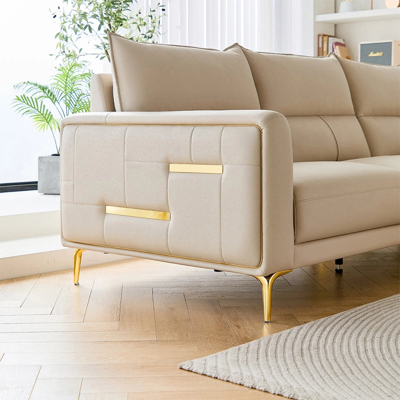 Segmented cushioned backrest detail, stylish sofa design, buy sofa online