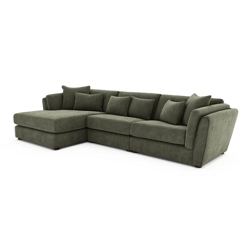 Sage green modern couch with low legs – contemporary sofa design + corner sofa set
