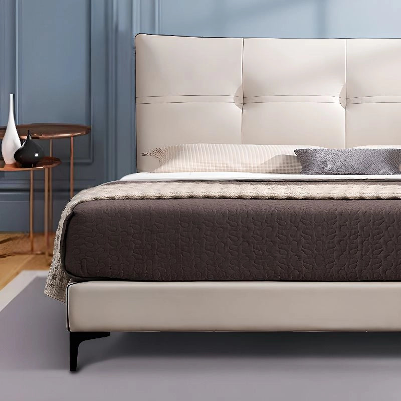 Panel-stitched tall headrest – modern style bed design, bed frame, ergonomic shape