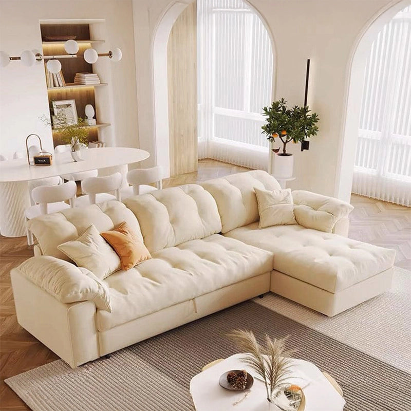Built-in chaise storage picture + l shape sofa cum bed + sofa bed design + low profile wheels