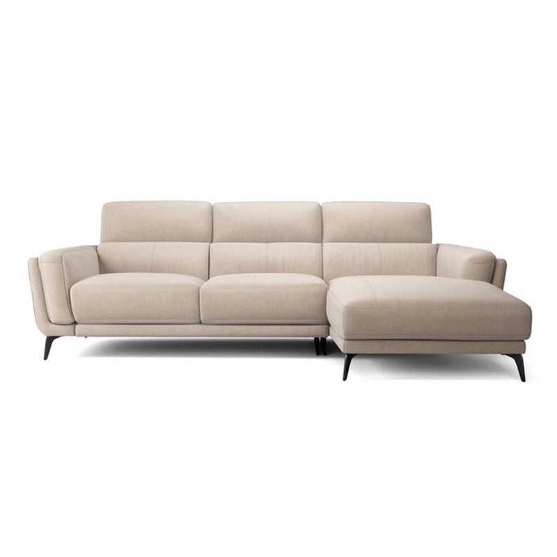 Slim metal leg beige l shaped couch with contemporary sofa design and fabric couch
