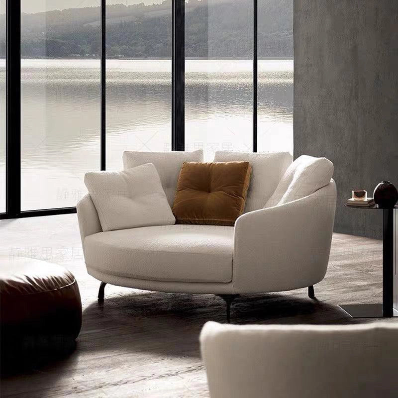 Living room chair pic with single chair and individual living room chair in curved shape
