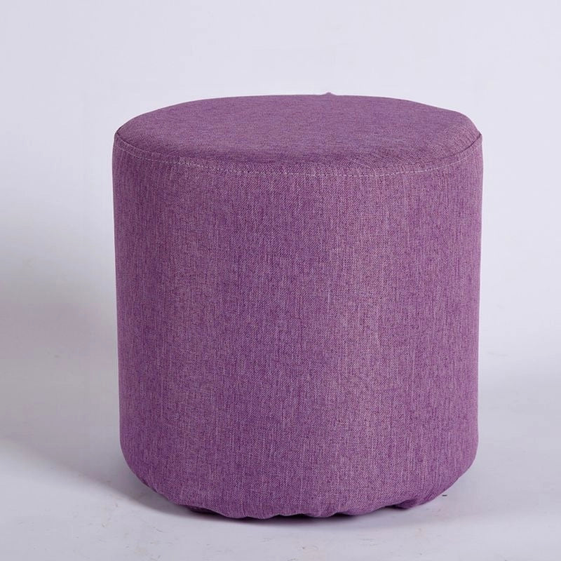 Pink pouffe ottoman seat with footstool and fabric ottoman, round minimal shape