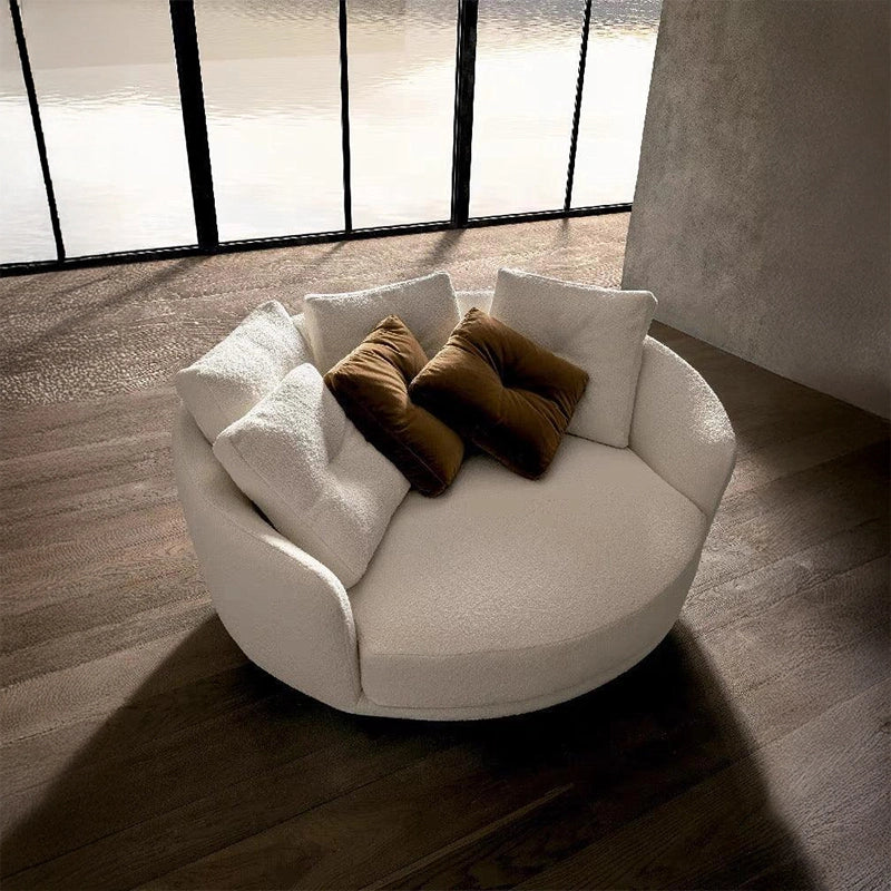  Designer sofa chair image with rounded chair and armchairs for living room in bouclé