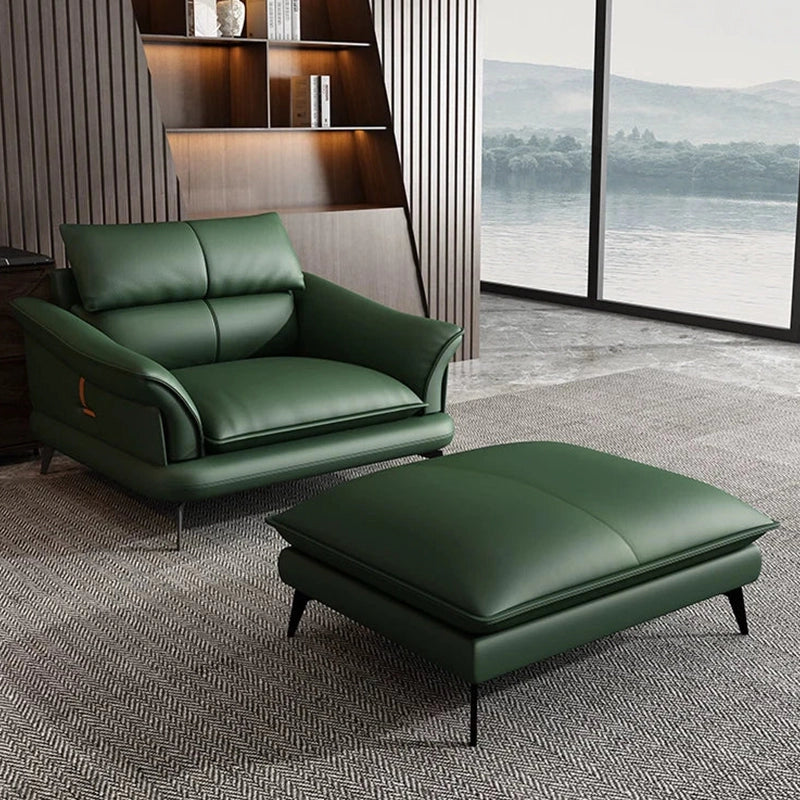 Deep green armchair with back support + armchairs for living room + individual living room chair + strap detail