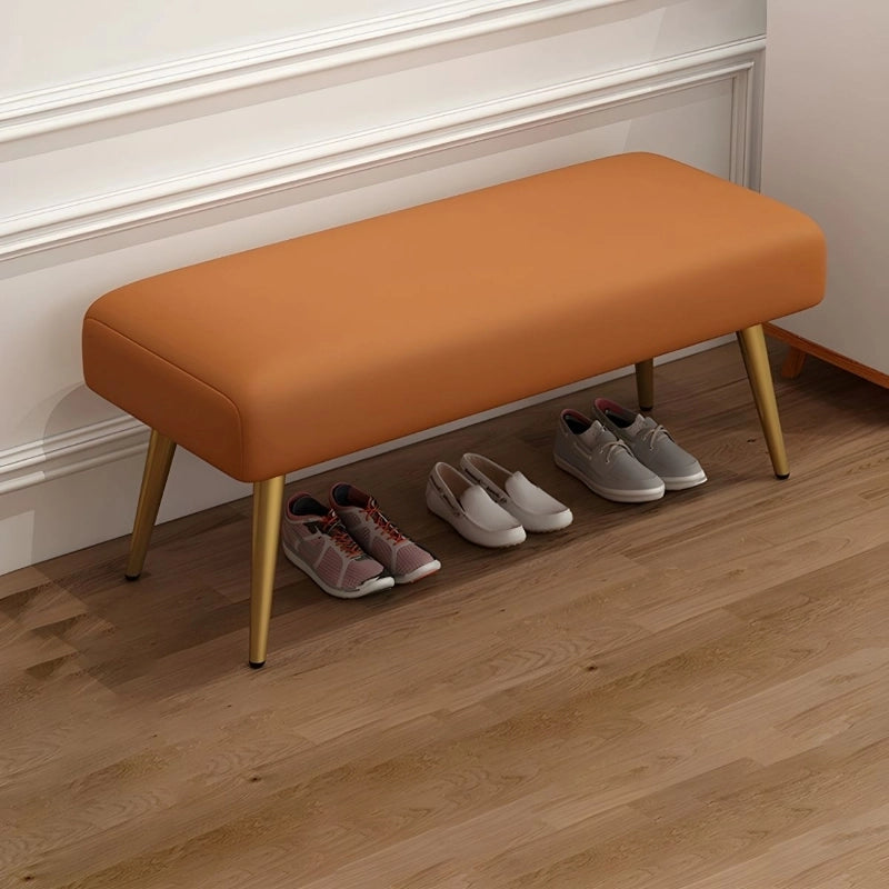 Shoe storage view under terracotta seat combining benches and ottomans with sofa bench