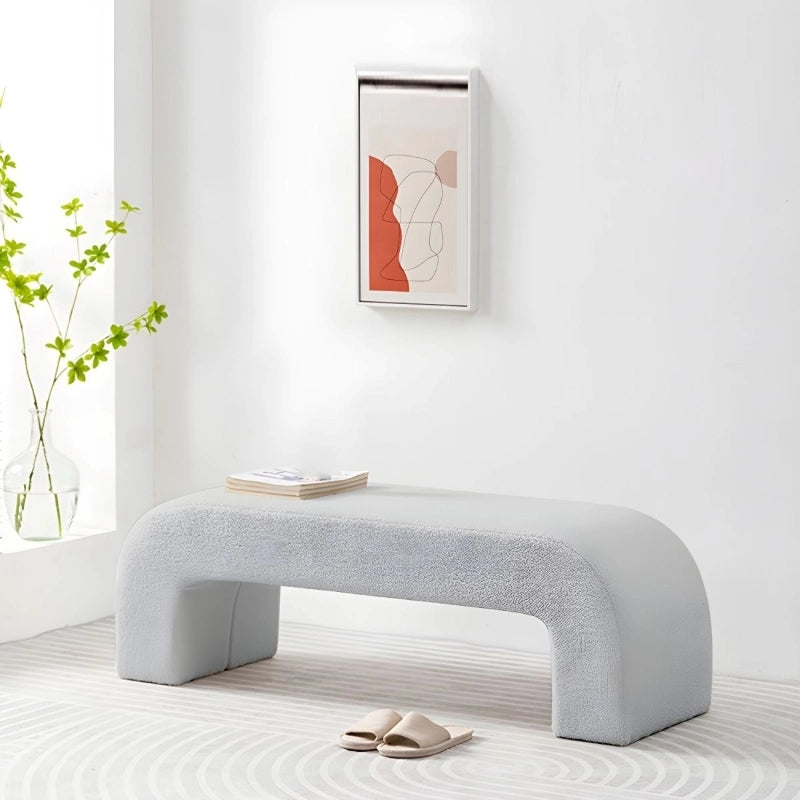 This custom-crafted Fairmont bench blends sculptural minimalism with Scandinavian-inspired calm.