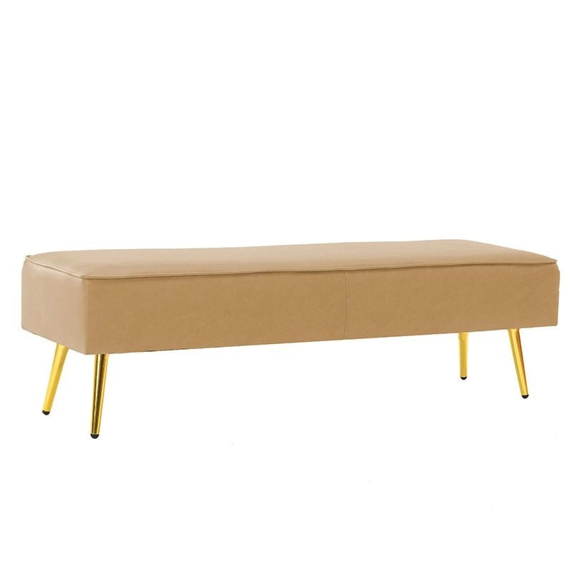 Designer bench pics with conical legs; bed bench + bench ottoman