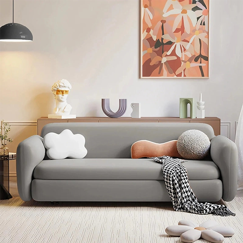 Front view in studio room — sofa cum bed bangalore + collapsible sofa bed + minimalist grey tone