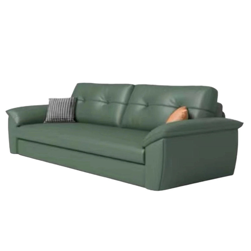 Sleeper sofa in Nova fabric showing button tufting and full-base build

