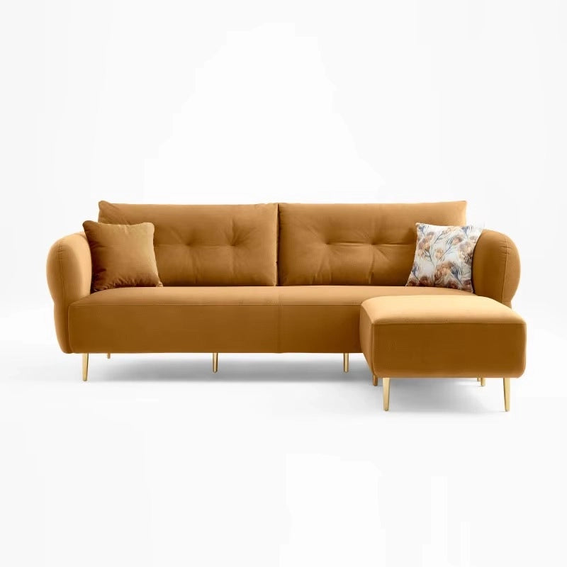Urban styled couch pic with taper legs, design of sofa, design couches, mustard fabric