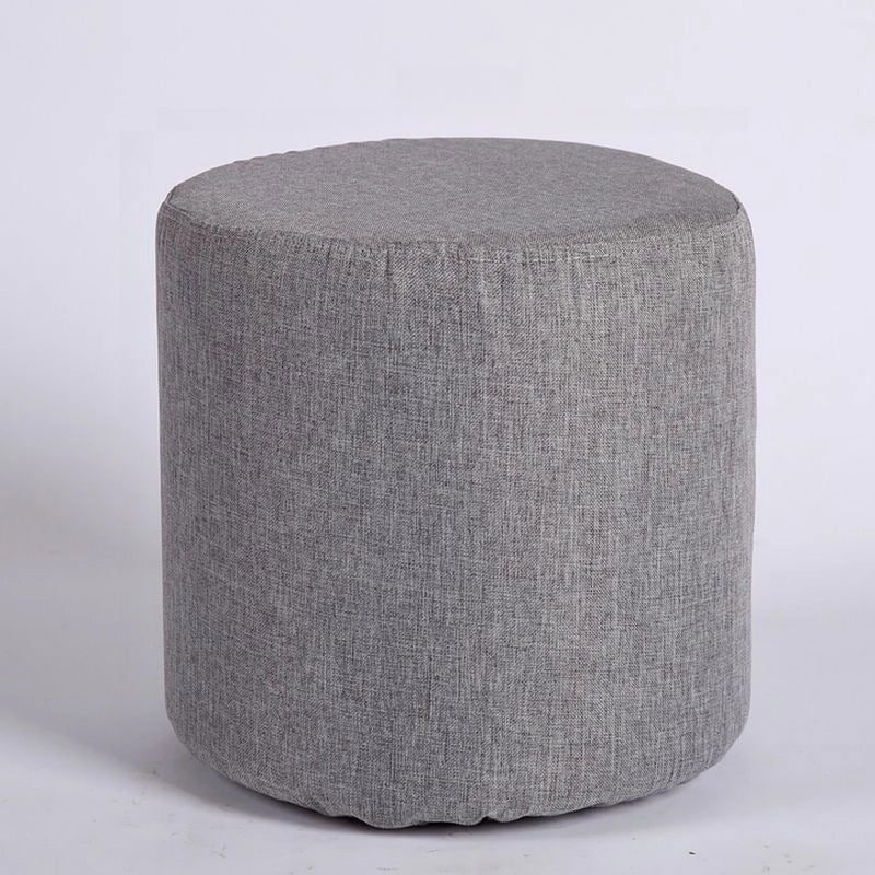 Grey pouf stool with pouf ottoman and pouffe chair, tight weave texture