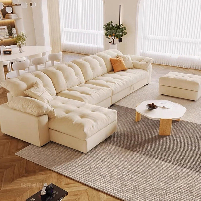 This L-shape convertible couch blends smart functionality with plush urban style, offering a sofa cumm bed solution ideal for compact Indian homes.