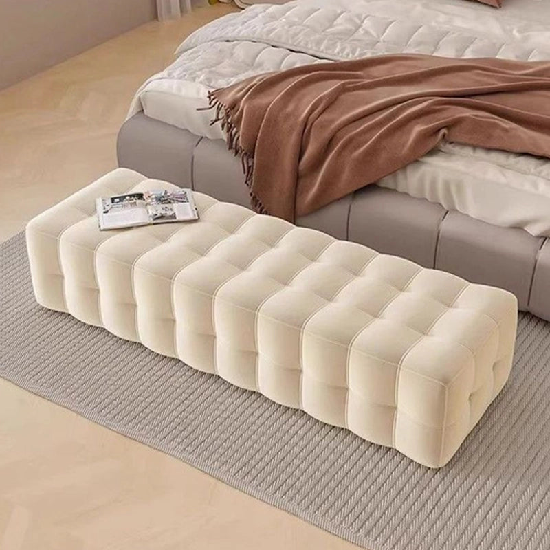 Cream kidney-shaped bench with bench ottoman elegance and floating cylindrical legs