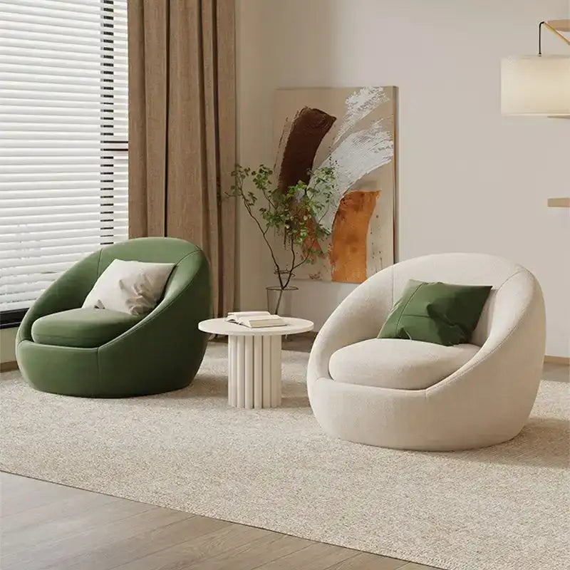 Barrel backrest one seater sofa chair comfort chair sage tone