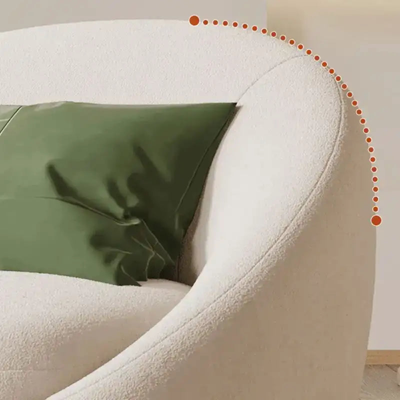 Minimal rounded armchair living room chair ivory beige fabric