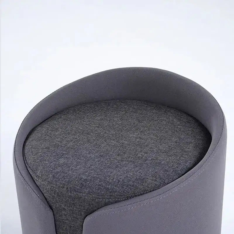 Sculptural pouffe side profile with round base – pouffe chair, pouffe stool – neem wood base