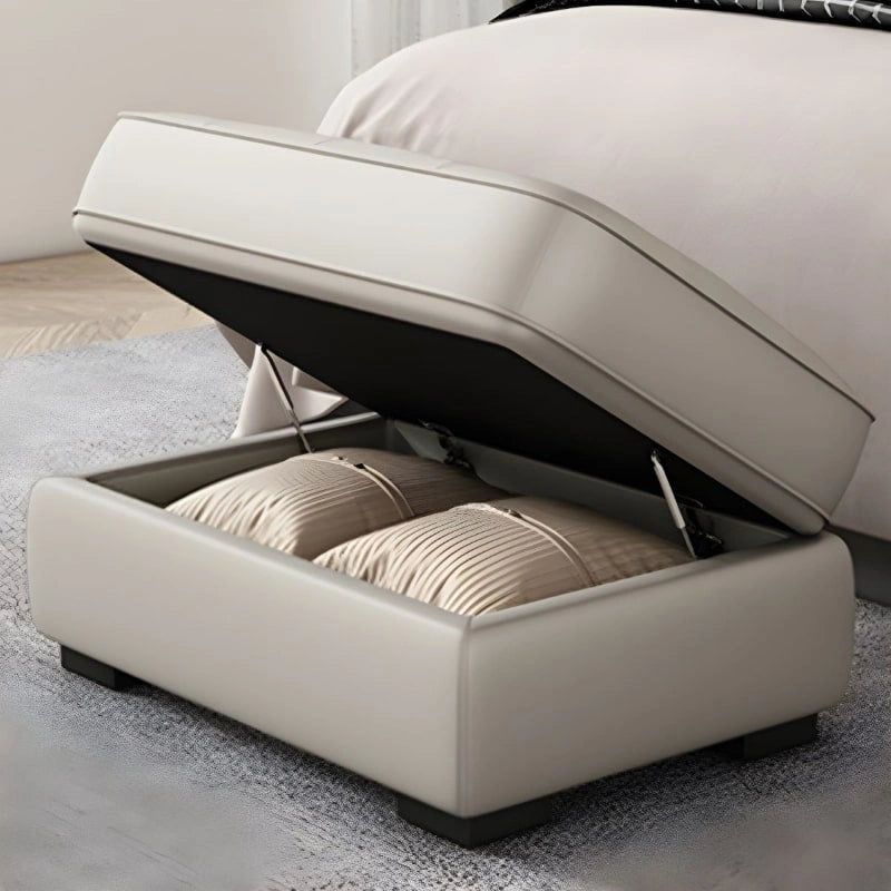 Gas-lift image ottoman with storage ottoman stool light beige