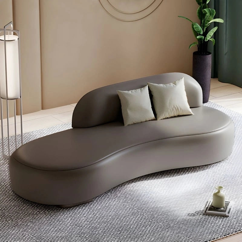 Sculptural ottoman bench design with bench sofa shape in olive Nova fabric