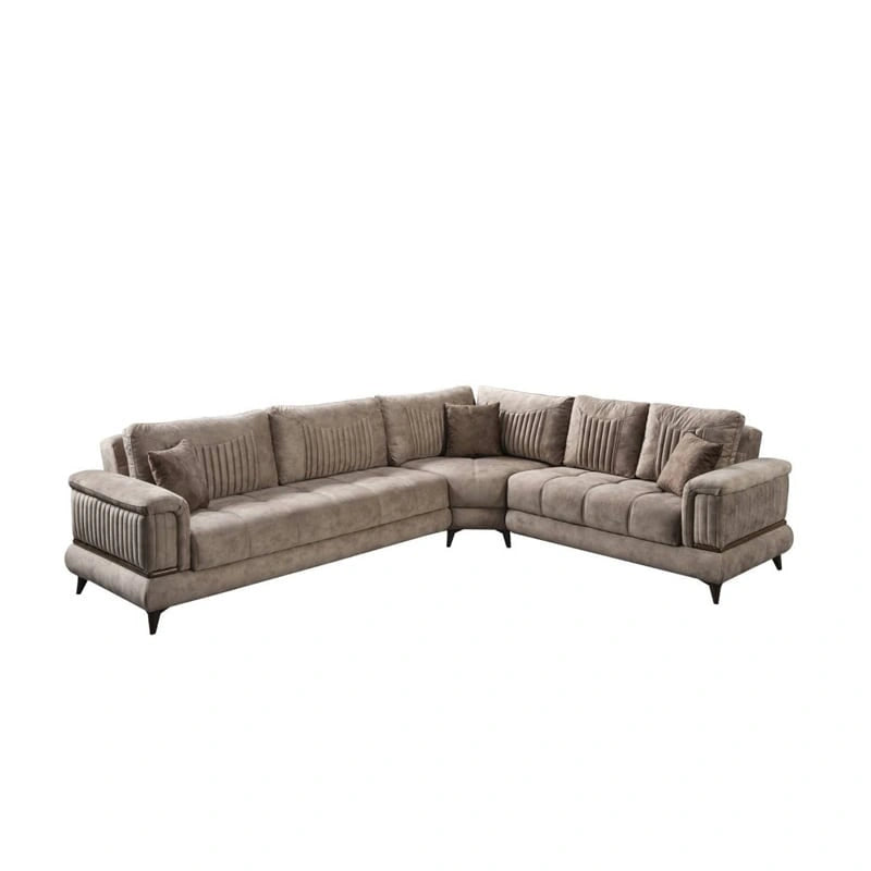 Beige Lyric l shaped couch premium sofa living room sofa set