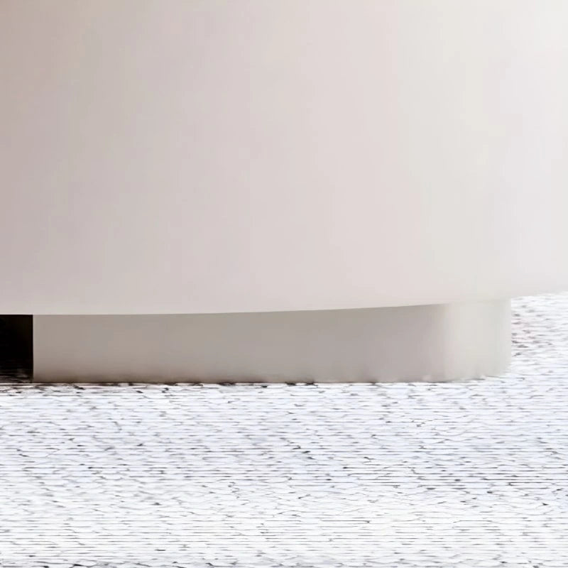 Rounded backrest bedroom bench with light tone cushions and ottoman bench styling