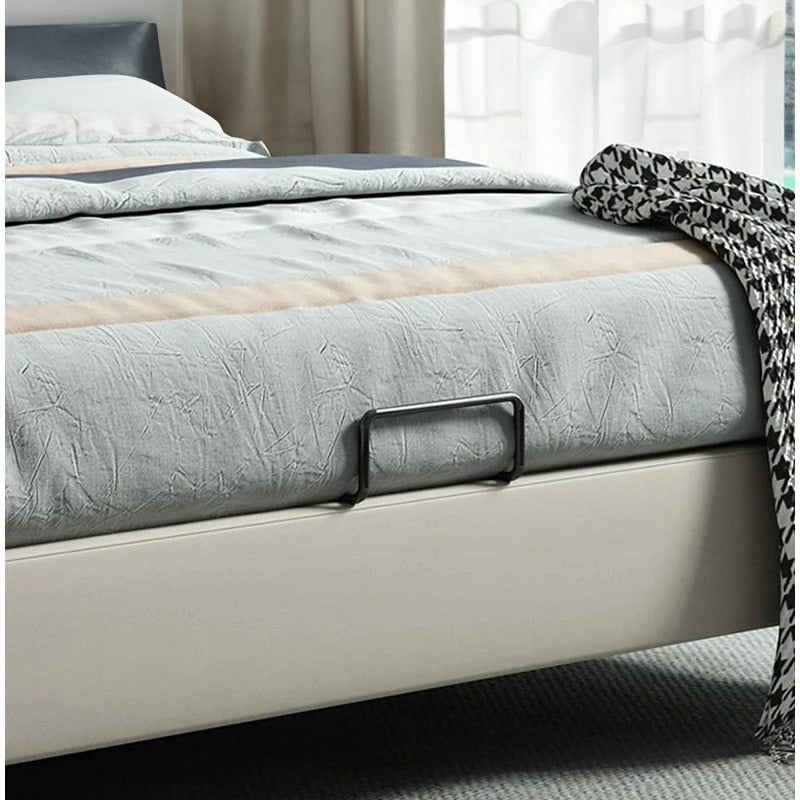 Contemporary gold leg details modern bed design ivory finish