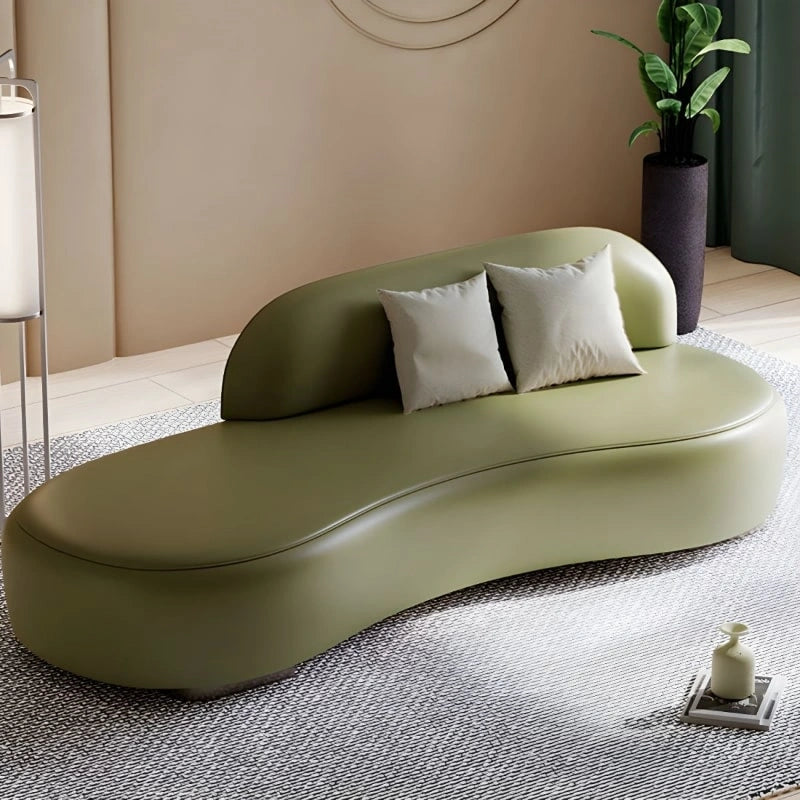 Minimalist modern bench seating with smooth faux leather and bench ottoman cues